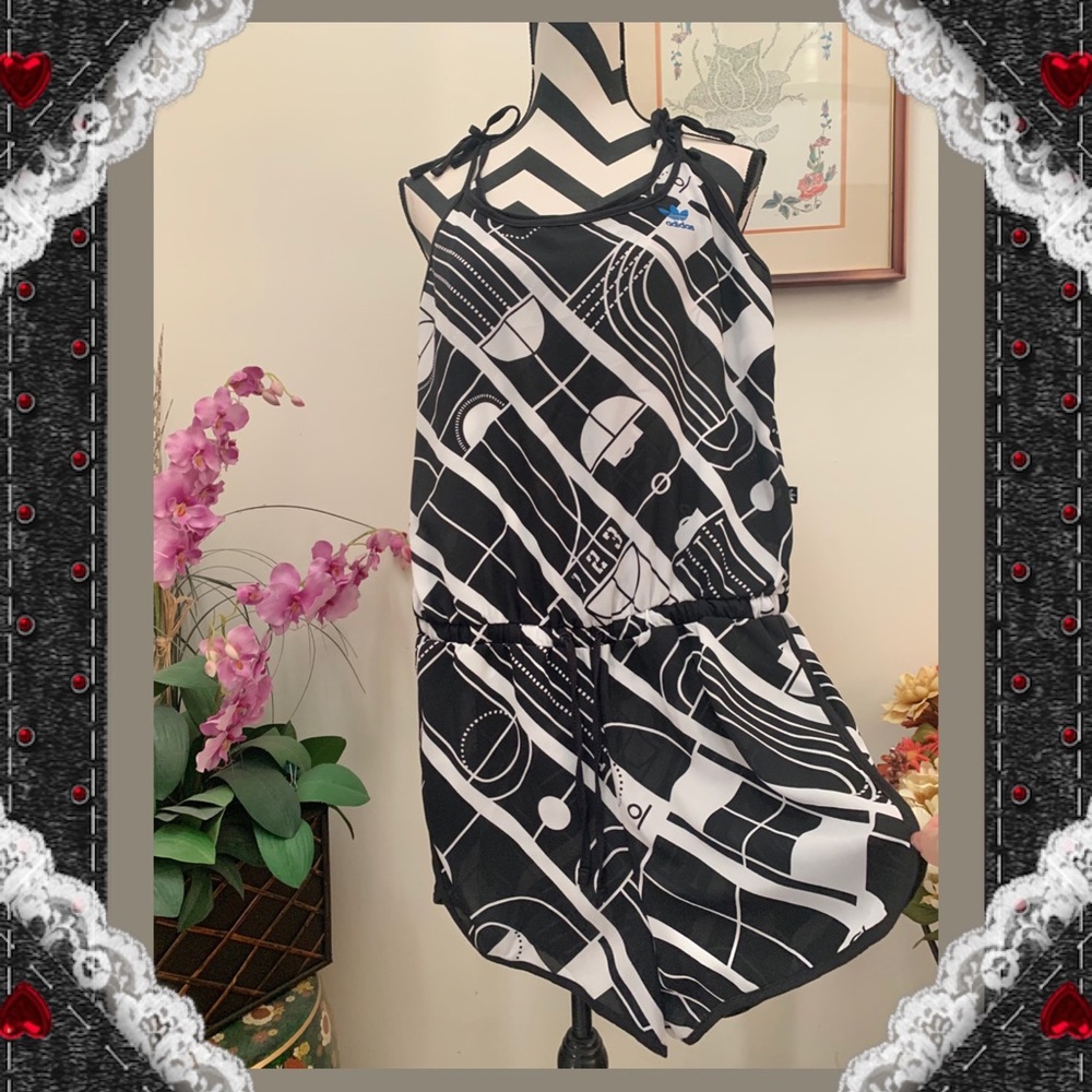 Adidas Drawstring-Waist Print Romper